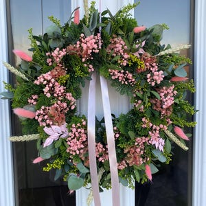 Kranz Türkranz Schleierkraut Trockenblumen Eukalyptus Hochzeit dekoration personalisiertes geschenk wanddeko geschenkidee handgemacht image 3