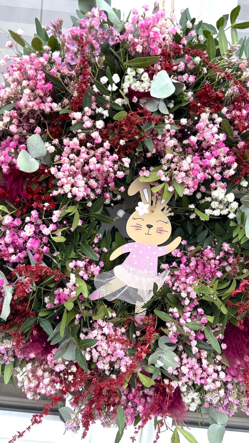 Kranz Türkranz Muttertag Osterkranz Schleierkraut Trockenblumen Eukalyptus dekoration personalisiertes geschenk wanddeko geschenkidee image 8