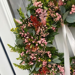 Kranz Türkranz Schleierkraut Trockenblumen Eukalyptus Hochzeit dekoration personalisiertes geschenk wanddeko geschenkidee handgemacht image 4