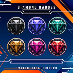 Twitch Diamond Sub Badges | Pack Of 6 Badges | Discord Badges | Twitch Graphics | Jewelry-Inspired | Adorable Twitch Badges.