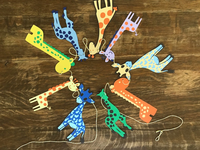 Giraffe Garland Banner Bunting Birthday Colorful Giraffe Etsy