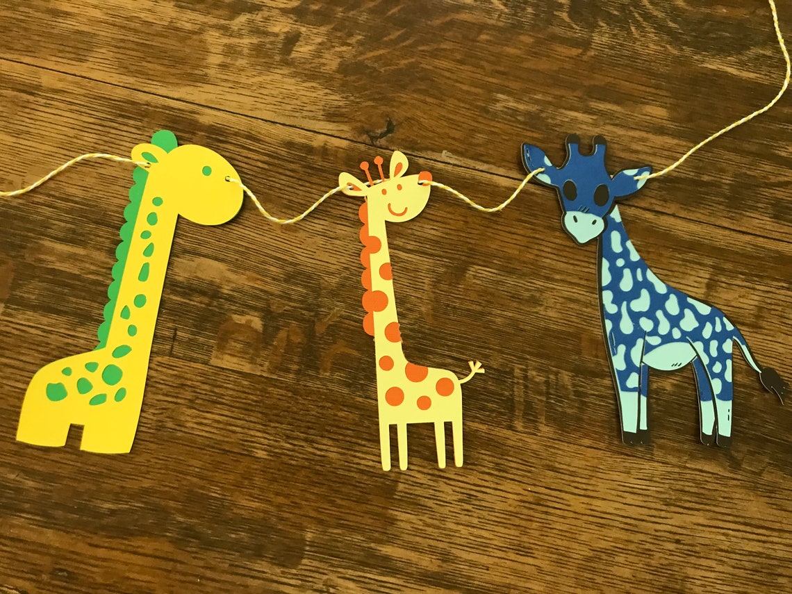 Giraffe Garland Banner Bunting Birthday Colorful Giraffe Etsy