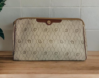Christian Dior Vintage Honeycomb Monogram Clutch Bag – 1980s