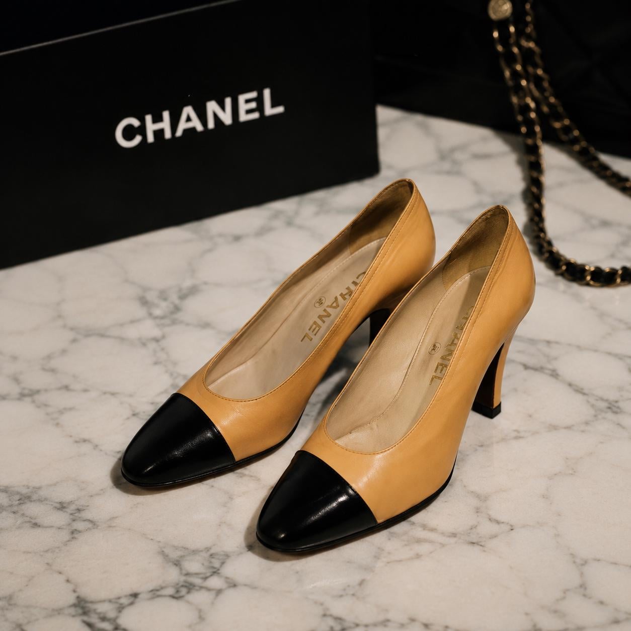 Chanel Cap Toe Heels - Etsy