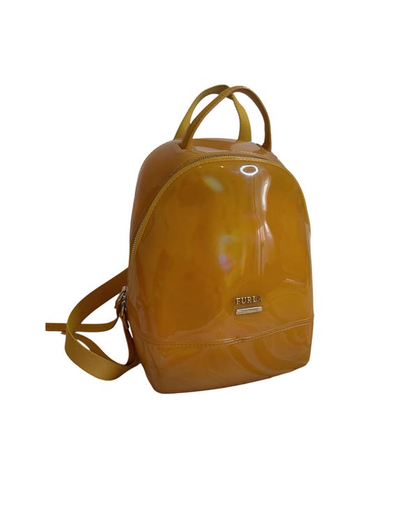 Furla Italian yellow vinyl backpack – Italian designer mini