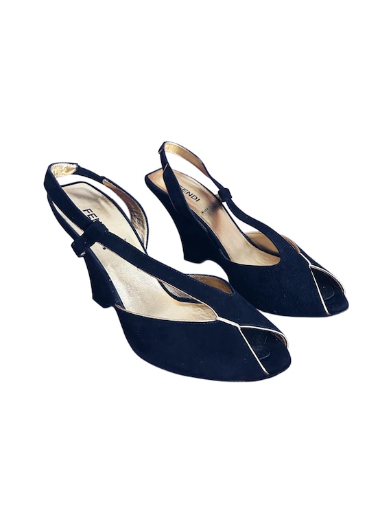 Rare Fendi Vintage Black Suede Heels – Made in Italy, Size 37