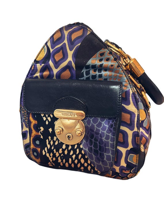 Versace Multicolor Python-Print Barrel Bag – Earl… - image 4