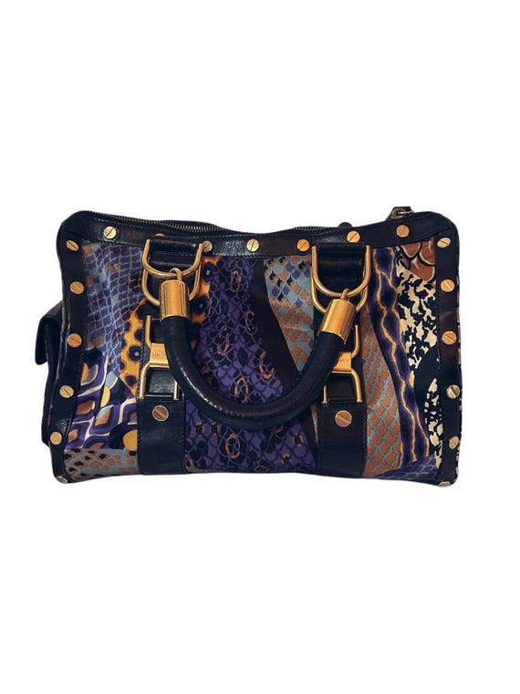 Versace Multicolor Python-Print Barrel Bag – Earl… - image 7