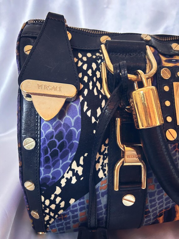 Versace Multicolor Python-Print Barrel Bag – Earl… - image 5