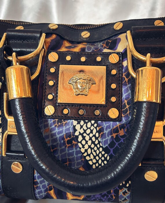 Versace Multicolor Python-Print Barrel Bag – Earl… - image 3