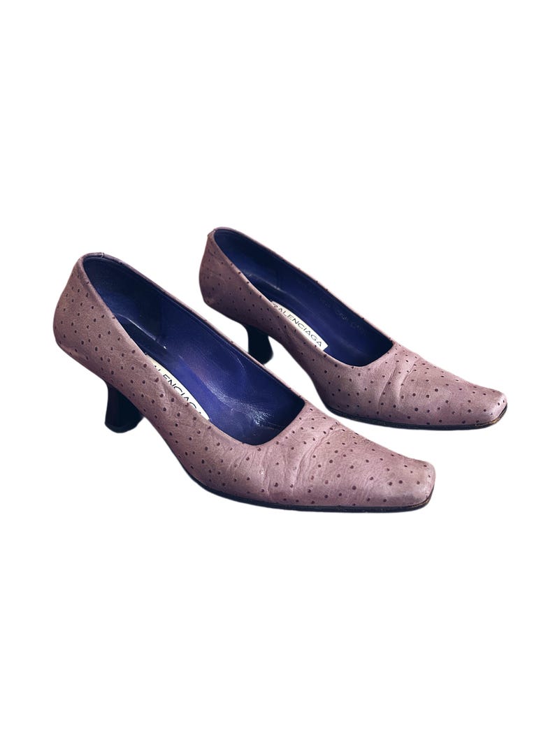 ostrich leather Lilac balenciaga heels shoes