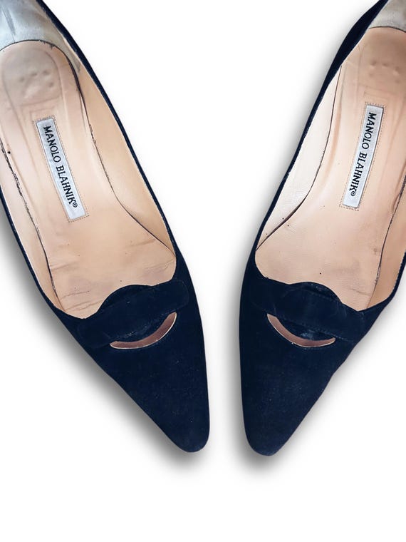 Manolo Blahnik Black Suede 90s Vintage heels