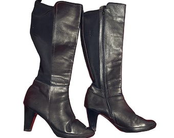 Vintage tall black leather boots by Natalia Blanco | Made in Spain | Size EU 39 | Y2K style