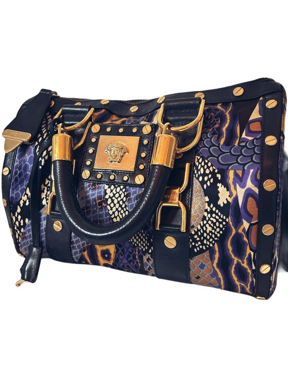 Versace Multicolor Python-Print Barrel Bag – Earl… - image 2