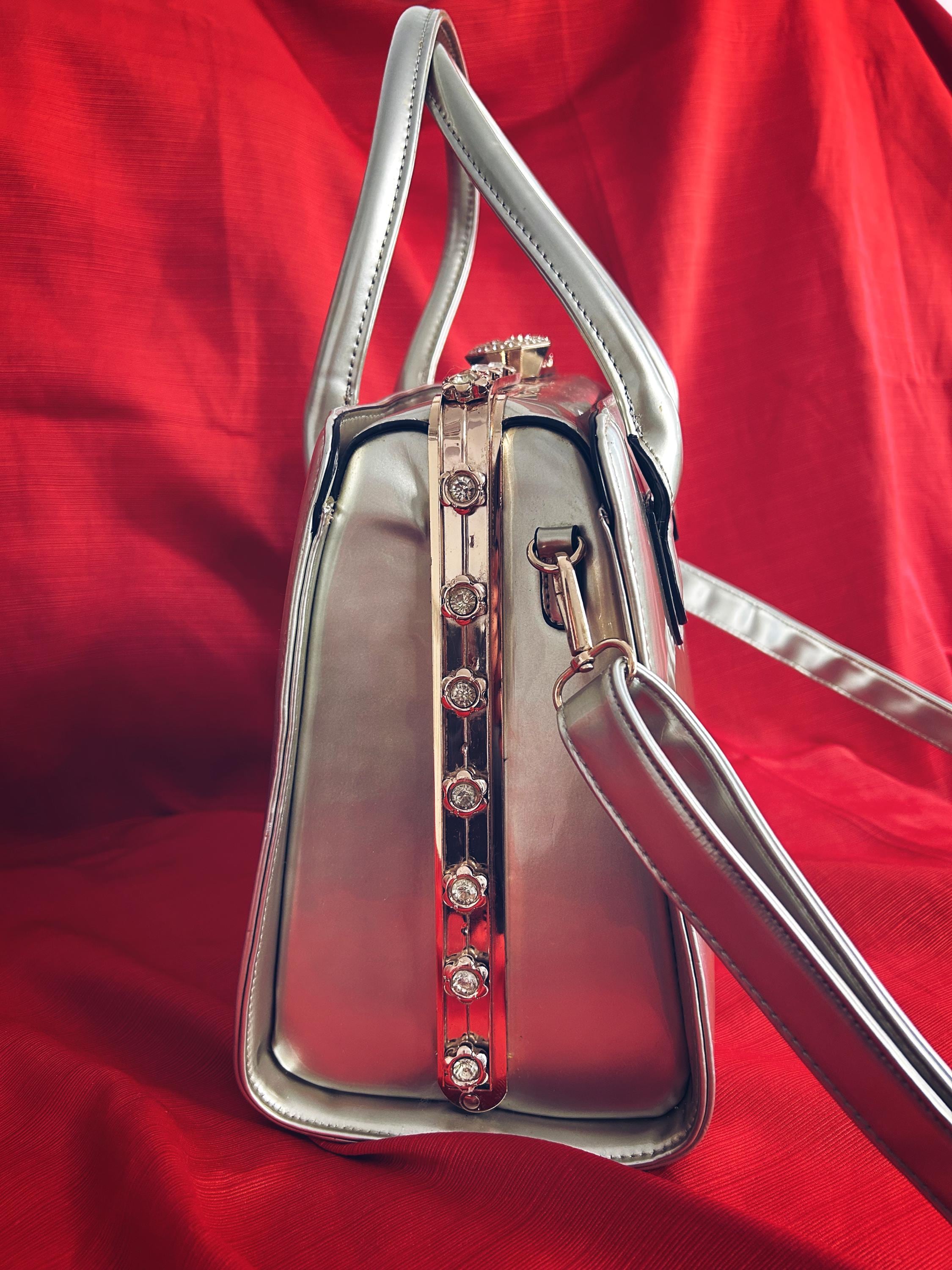 Vintage Y2K Rhinestone Mirror Bag – Reflective Shoulder or 