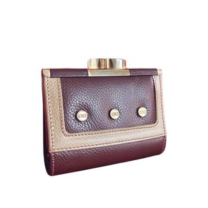 Balenciaga Vintage Wallet – Brown Leather Kiss Lock Coin Purse – Rare Designer Accessory