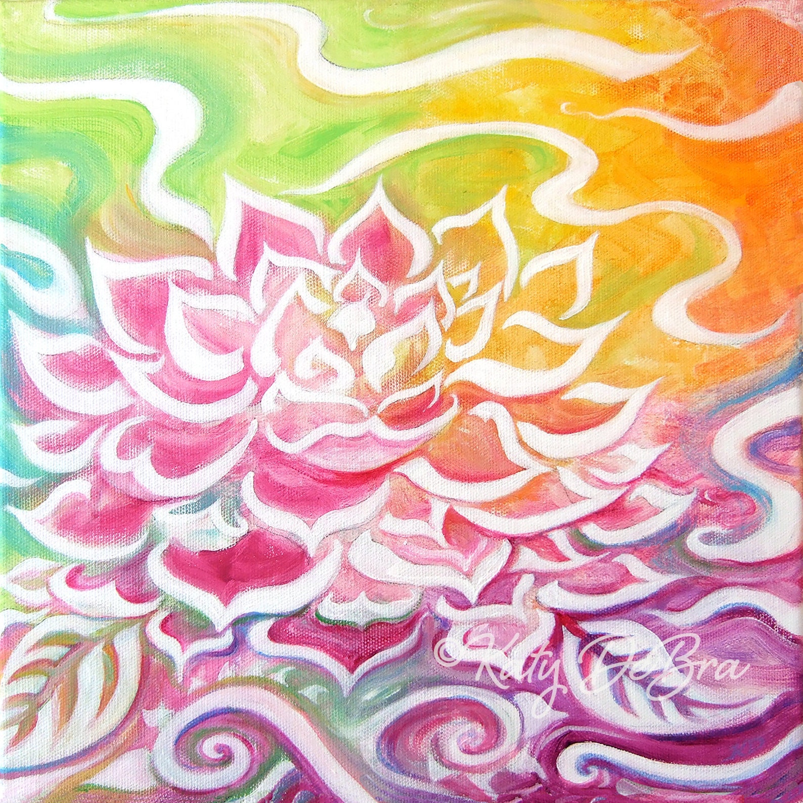 Rainbow Lotus Printable Art, Lotus Wall Art, Meditation Art, Happy