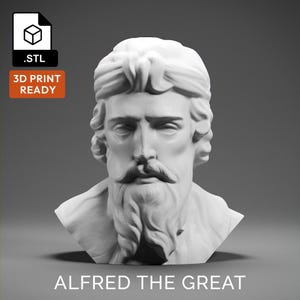 Alfred the Great 3D Model - High Quality STL file for 3D Printing - 3D Printer File - Historical Bust Statue - STL File - Digital File