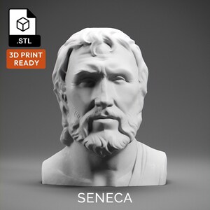 Model 3D Seneki - Wysokiej jakości plik STL do druku 3D - Plik drukarki 3D - Historyczna statua popiersia - Plik STL - Plik cyfrowy