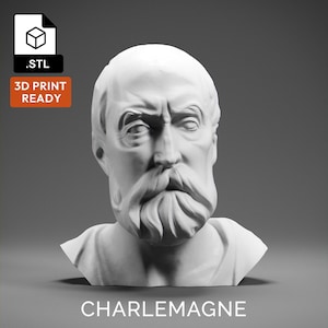 Charlemagne 3D Model - High Quality STL file for 3D Printing - 3D Printer File - Historical Bust Statue - STL File - Digital File