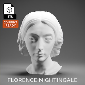 Florence Nightingale 3D Model - High Quality STL file for 3D Printing - 3D Printer File - Historical Bust Statue - STL File - Digital File