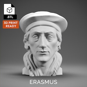 Erasmus 3D Model - High Quality STL file for 3D Printing - 3D Printer File - Historical Bust Statue - STL File - Digital File