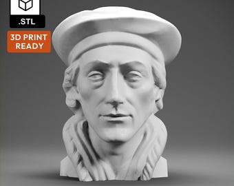 Erasmus 3D Model - High Quality STL file for 3D Printing - 3D Printer File - Historical Bust Statue - STL File - Digital File