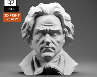 Ludwig van Beethoven 3D-model - STL-bestand van hoge kwaliteit voor 3D-printen - 3D-printerbestand - historisch borstbeeld - STL-bestand - digitaal bestand