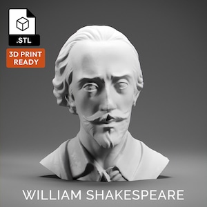 William Shakespeare 3D Model - High Quality STL file for 3D Printing - 3D Printer File - Historical Bust Statue - STL File - Digital File