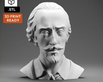 May include: A white plaster bust of William Shakespeare. The bust is 3D printable and comes in an STL file format.