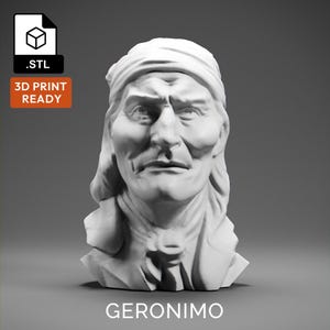 Geronimo 3D Model - High Quality STL file for 3D Printing - 3D Printer File - Historical Bust Statue - STL File - Digital File