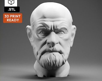 Sigmund Freud 3D Modell - Hochwertige STL Datei für den 3D Druck - 3D Druckerdatei - Historische Büste Statue - STL Datei - Digitale Datei