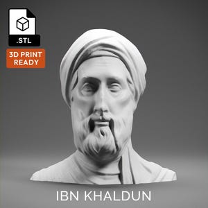 Ibn Khaldun 3D Model - High Quality STL file for 3D Printing - 3D Printer File - Historical Bust Statue - STL File - Digital File