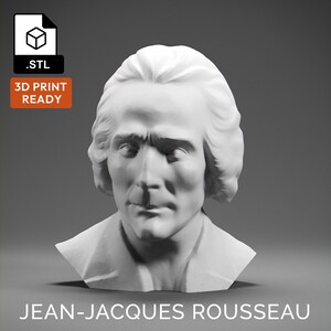 Jean Jacques Rousseau 3D Model - High Quality STL file for 3D Printing - 3D Printer File - Historical Bust Statue - STL File - Digital File