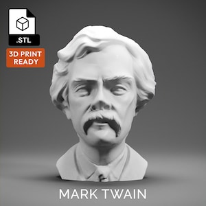 Mark Twain 3D Model - High Quality STL file for 3D Printing - 3D Printer File - Historical Bust Statue - STL File - Digital File