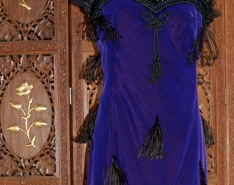 Vintage 2000 Christian Lacroix Purple Velvet Embellished Cocktail Dress Sz 4