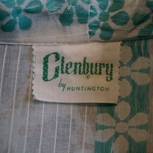 Vintage 1950s Glenbury by Huntington White & Green Floral Shirt Dress image 5
