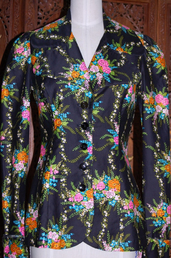 Vintage 1970s 'Young Edwardian Arpeja Floral Jacket - Gem