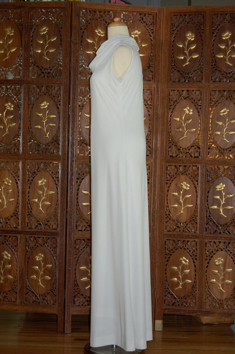 ON SALE Vintage 1960s ADELE Simpson White Column Gown Sz 8 image 3