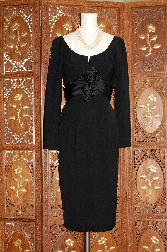 ON SALE Vintage 1950s LBD Cocktail Dress with Beau