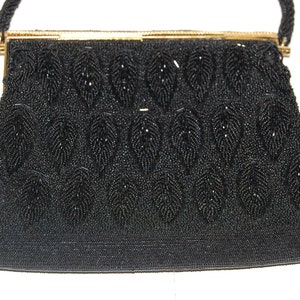ON SALE Vintage Black Beaded Handbag image 3