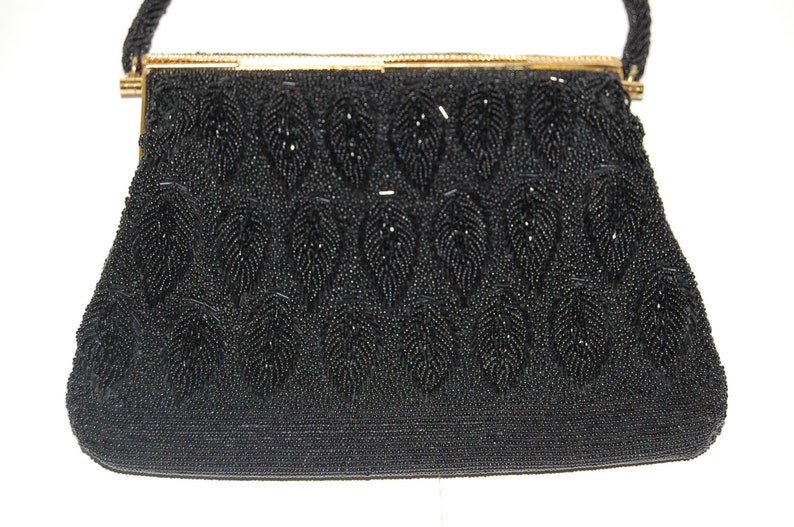 ON SALE Vintage Black Beaded Handbag image 3