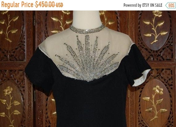 ON SALE Vintage 1960s LBD with Embellished Rhinest