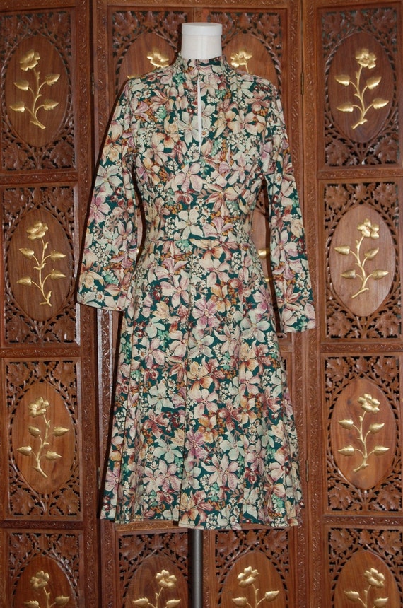 knee length dresses for ladies Women's Poplin Blue and Green Floral Print Midi Dress  Purple Door Boutique