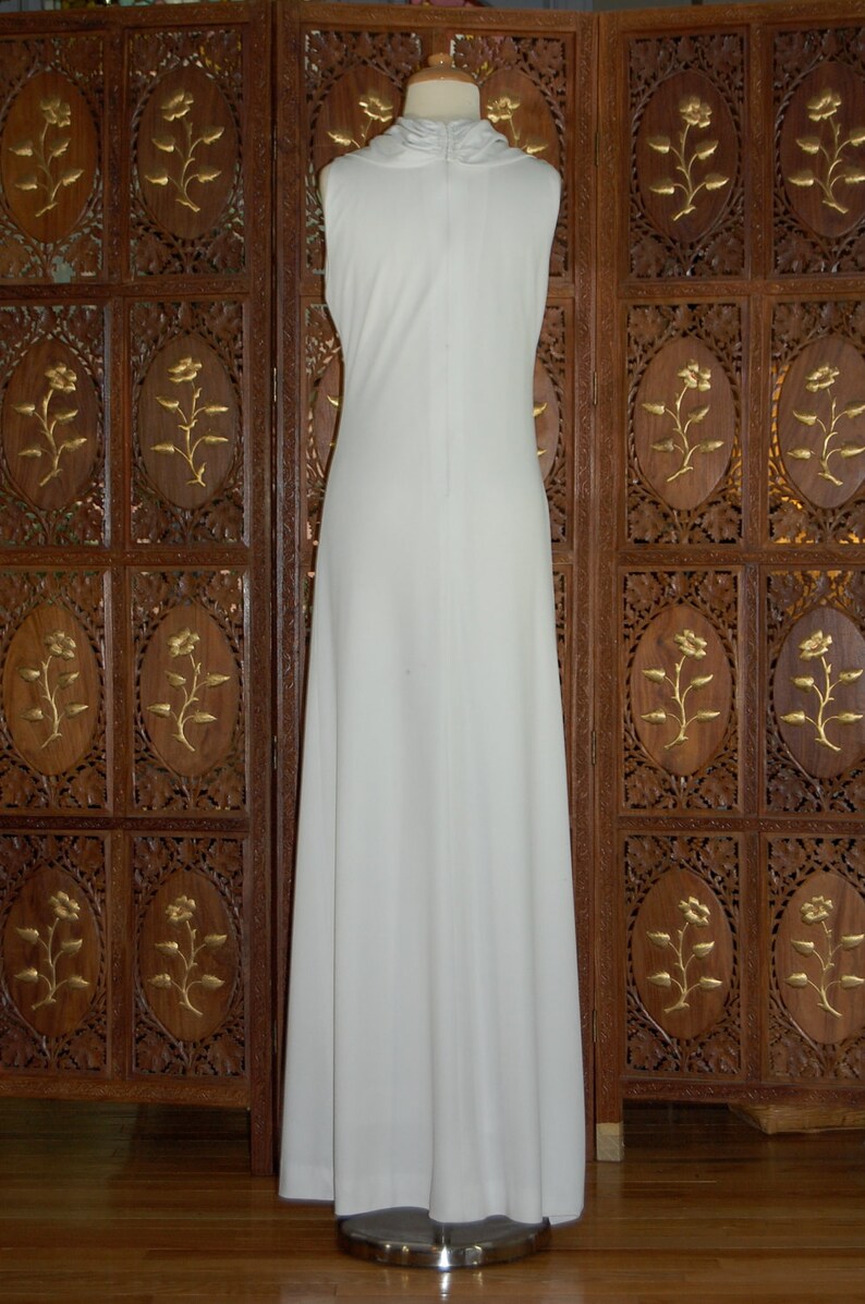 ON SALE Vintage 1960s ADELE Simpson White Column Gown Sz 8 image 4