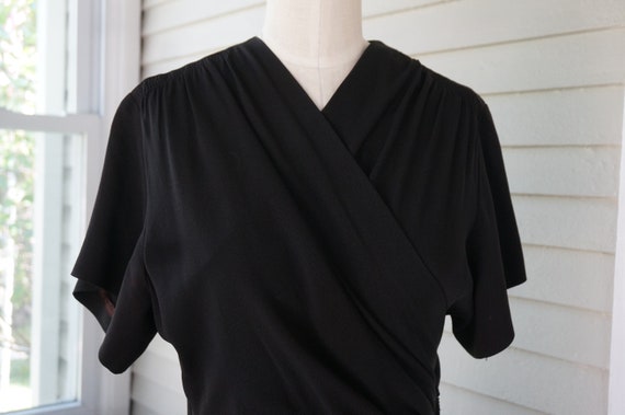 Vintage 1940s Black Silk Crepe Dress