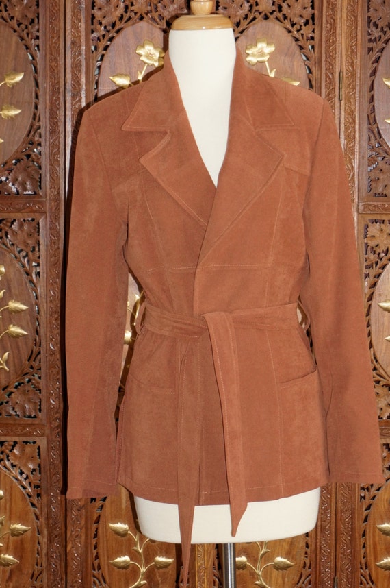 ON SALE 1970s BIBA Cocoa Brown Wrap Jacket