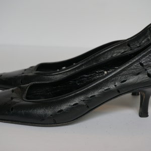 Vintage Black Italian RANGONI - AMALFI Leather Cutout Pumps New Sz 7N