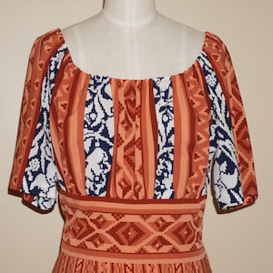 ON SALE 1970s LANVIN Paris  Tribal Print Summer Dress