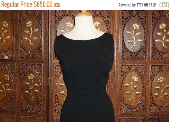 ON SALE 1960s Peggy Hunt LBD with Feathered Hem